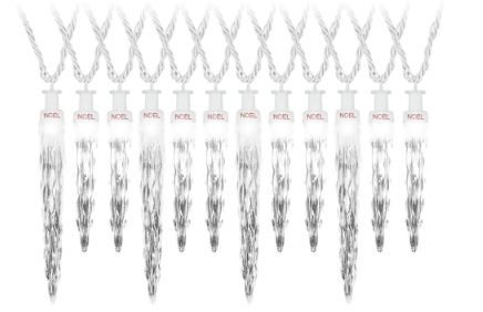 Photo 1 of 23 ft. ColorMotion 24-Light White Deluxe Christmas Icicle LED String Light
