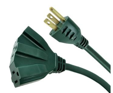 Photo 1 of 25 ft. 16/3 Fan-Tap Landscape Extension Cord, Green
