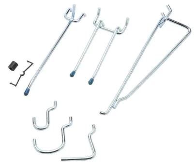 Photo 1 of 1/4 in. Zinc-Plated Steel Peg Hook Assortment Kit (32-Piece)
