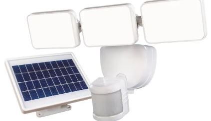 Photo 1 of 180° 3-Head White Solar Powered Motion Outdoor Integrated LED Flood Light
