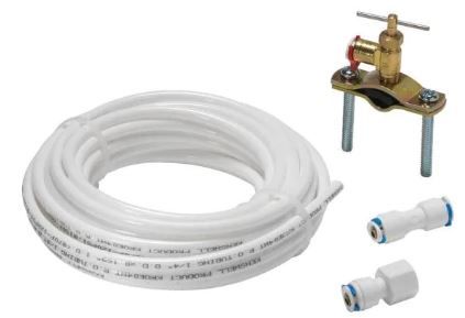Photo 1 of 1/4 in. x 25 ft. Push-to-Connect Brass Poly Ice Maker Kit Includes Saddle Valve and Fittings
