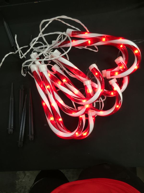 Photo 2 of 10 in. Candy Cane Pathway Lights (Set of 8)
