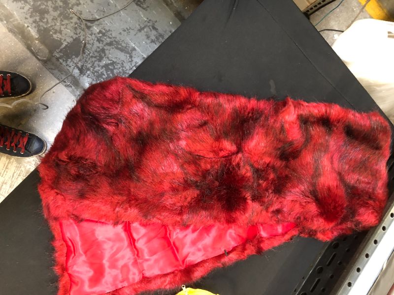 Photo 1 of FAUX FUR SHAWL RED WITH SOME BLACK