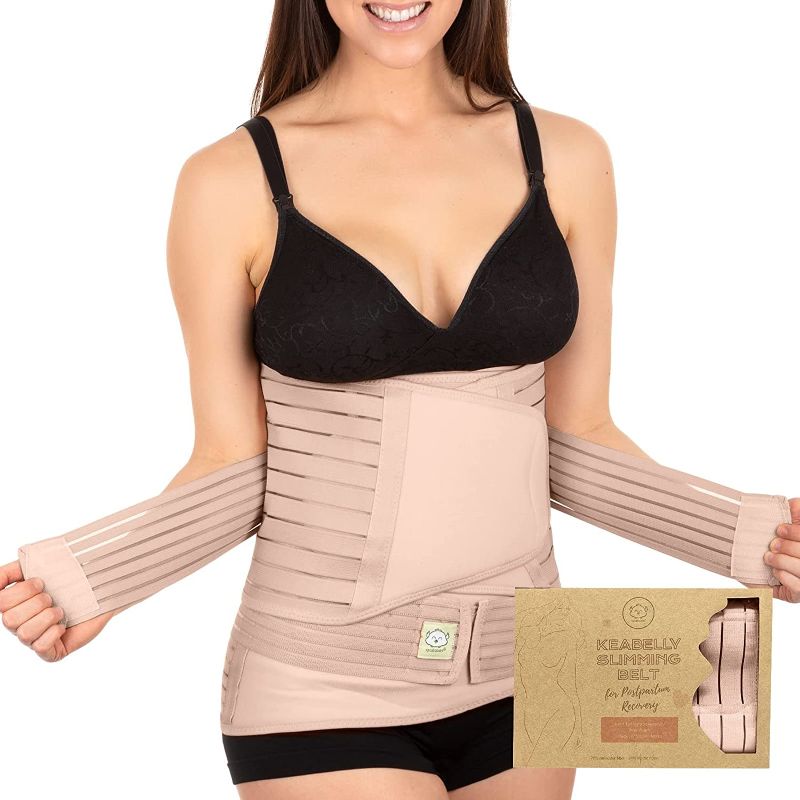 Photo 1 of 3 in 1 Postpartum Belly Support Recovery Wrap - Belly Band For Postnatal, Pregnancy, Maternity - Girdles For Women Body Shaper - Tummy Bandit Waist Shapewear Belt (Classic Ivory, One Size)
