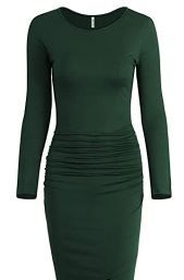 Photo 1 of BTFBM Women Fashion Ruched Elegant Bodycon Long Sleeve Wrap Front Solid Color Casual Basic Fitted Short Dresses

m