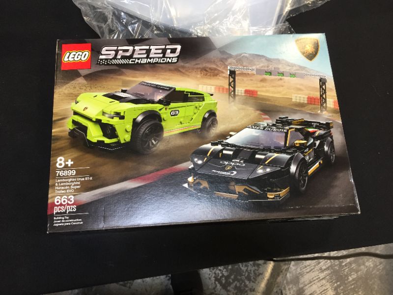 Photo 3 of LEGO Speed Champions Lamborghini Urus ST-X and Lamborghini Huracán Super Trofeo EVO 76899 Building Kit (659 Pieces)
