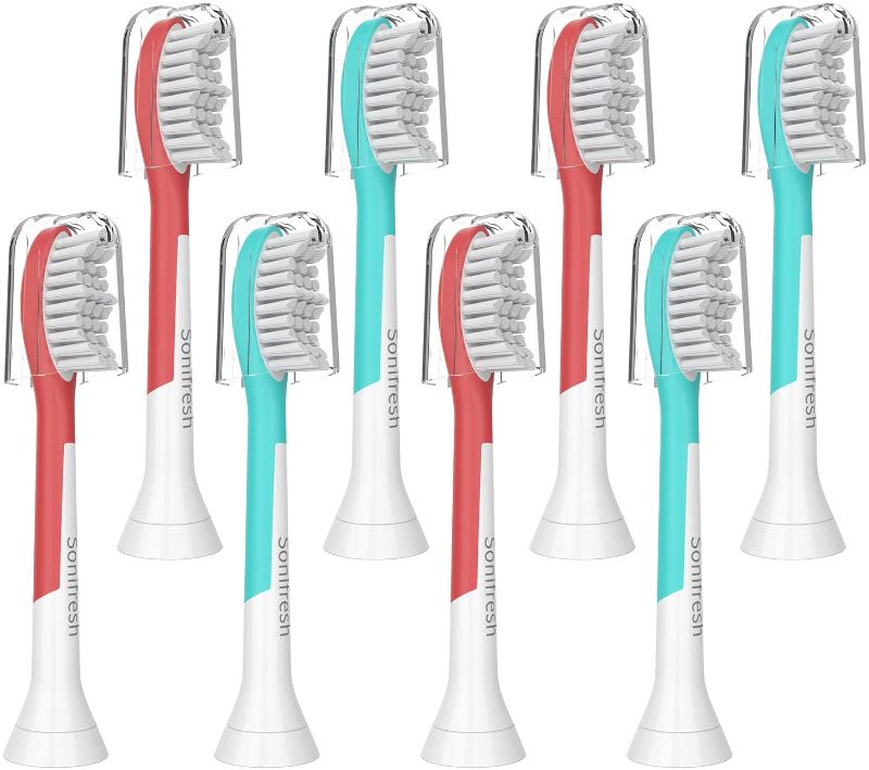 Photo 1 of  8Sonifresh Kids Replacement Heads Compatible with Philips Sonicare Toothbrush Heads HX6042/94,HX6340,HX6321,HX6330,HX6331,HX6320,HX6034,HX6350, Standard Brush Heads for Kids Over 7 Years Old.
2 pack