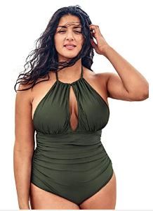 Photo 1 of CUPSHE Women's Plus Size One Piece Swimsuit Halter Shirring Tummy Control Bathing Suit
XL