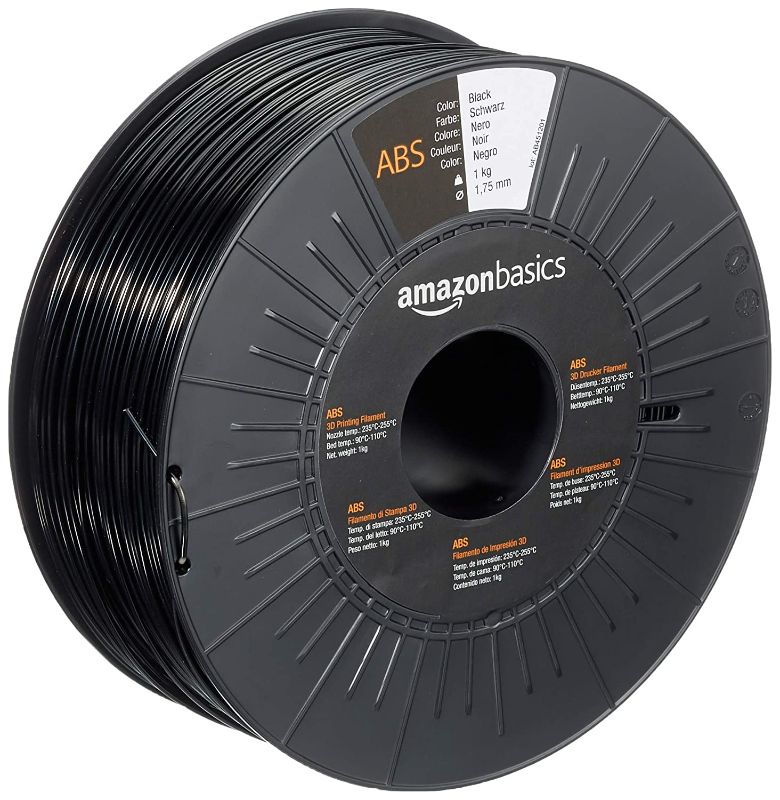 Photo 1 of Amazon Basics ABS 3D Printer Filament, 1.75mm, Black, 1 kg Spool
