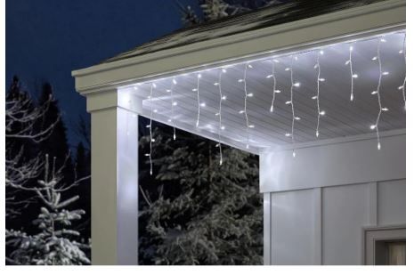 Photo 1 of 17.5 ft. 200-Light Cool White Dome LED Icicle Lights
