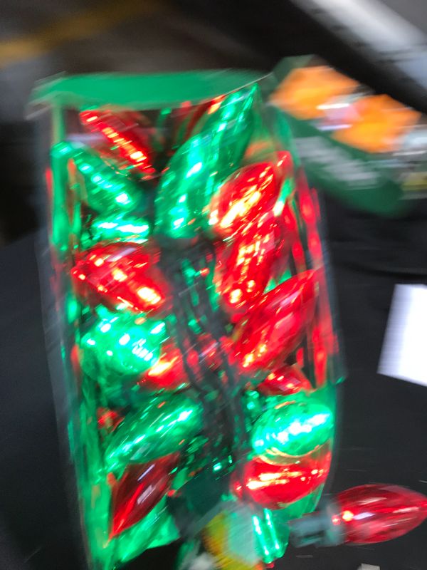 Photo 2 of 100-Light Smooth LED C9 Super Bright Red and Green Lights Christmas Lights on Spool
