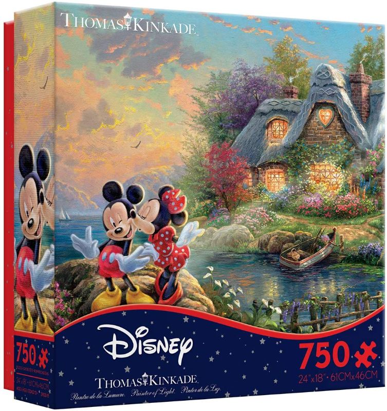 Photo 1 of Ceaco Thomas Kinkade The Disney Collection Mickey and Minnie Sweetheart Cove Jigsaw Puzzle, 750 Pieces