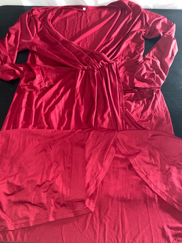 Photo 1 of Women's Plus Size V Neck Club Dress, Wine Red, 2XL