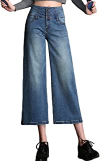 Photo 1 of Women's Fashion Cropped Jeans Stylish Ankle Long Pants High Waist Denim Shorts, Light Blue, Size 10