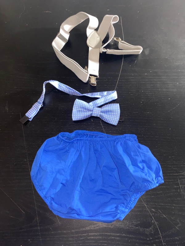 Photo 1 of Baby Boy Suspender and Bow Tie Set, Blue