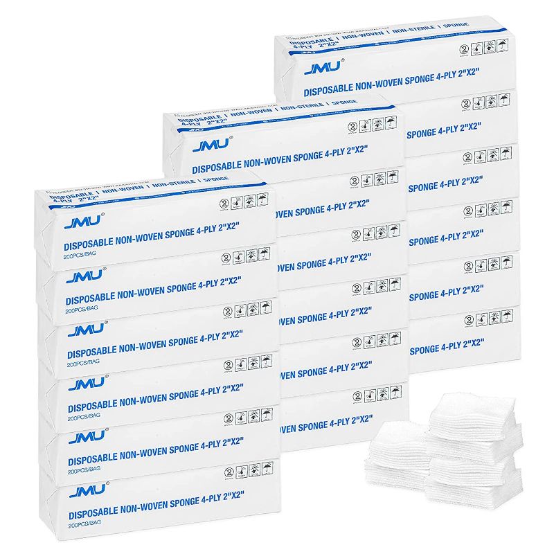 Photo 1 of 3600pcs Gauze Pads 2x2,JMU Sponge Non Woven 4-Ply Non Sterile Dental Pads All Purpose Gauze