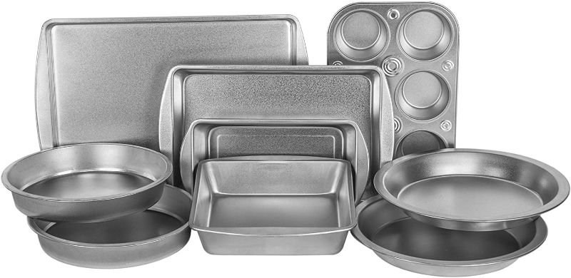 Photo 1 of G & S Metal Products Company EZ Baker Steel Bakeware, Set of 9, Gray