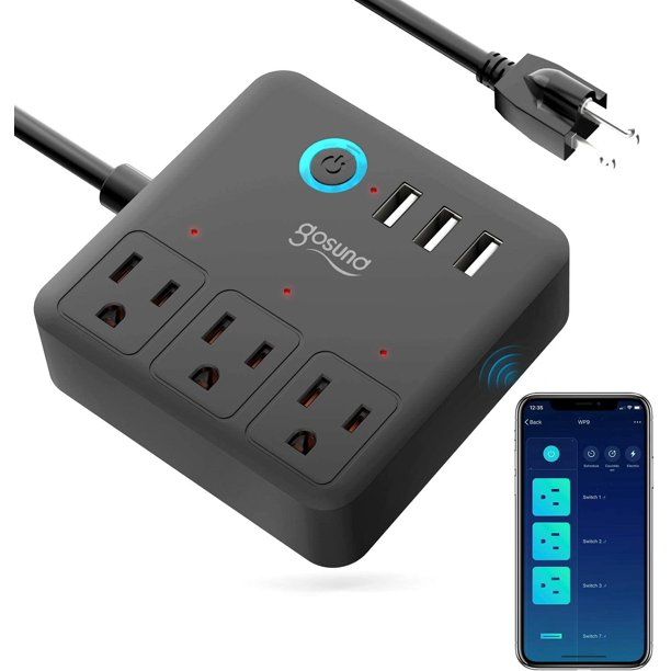 Photo 1 of Gosund 3 USB 3 Charging Port Smart Power Strip Plug For Alexa Google 10A (Black)