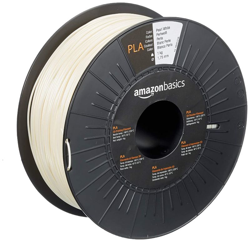 Photo 1 of Amazon Basics PLA 3D Printer Filament, 1.75mm, Pearl White, 1 kg Spool