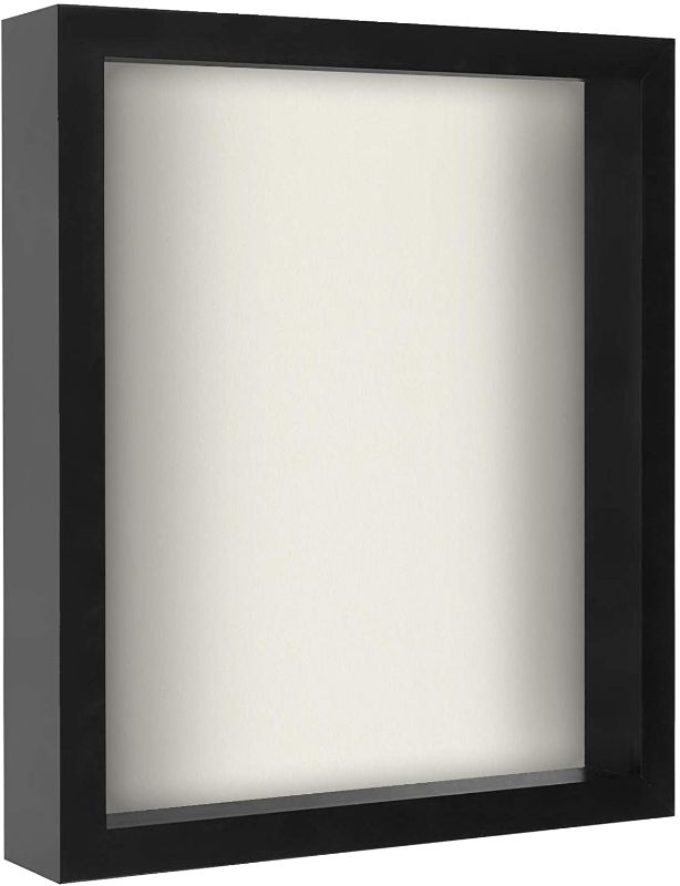 Photo 1 of Americanflat 11x14 Shadow Box Frame in Black with Soft Linen Back - Composite Wood with Polished Glass for Wall and Tabletop