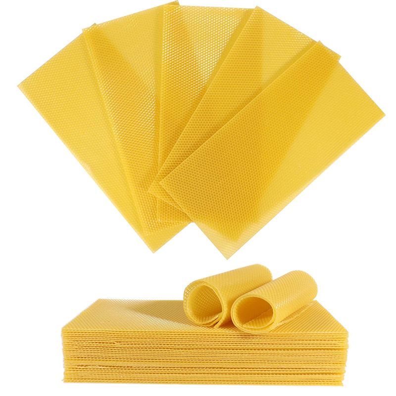 Photo 1 of Beeswax Sheets, Natural Beeswax Foundation Sheets for Honeycomb, Candle Making, 30 Pcs Bee hive Foundation Sheets Deep Foundation-41.5cm X 19.5cm