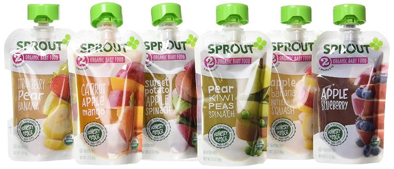 Photo 1 of Sprout Organic Baby Food, Stage 2 Pouches, 6 Flavor Fruit & Veggie Variety Pack, 3.5 Oz Purees (Pack of 12) Best by 05/18/2022