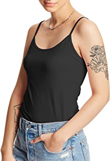 Photo 1 of Hanes Women's Stretch Cotton Cami with Built-in Shelf Bra, Black, Medium