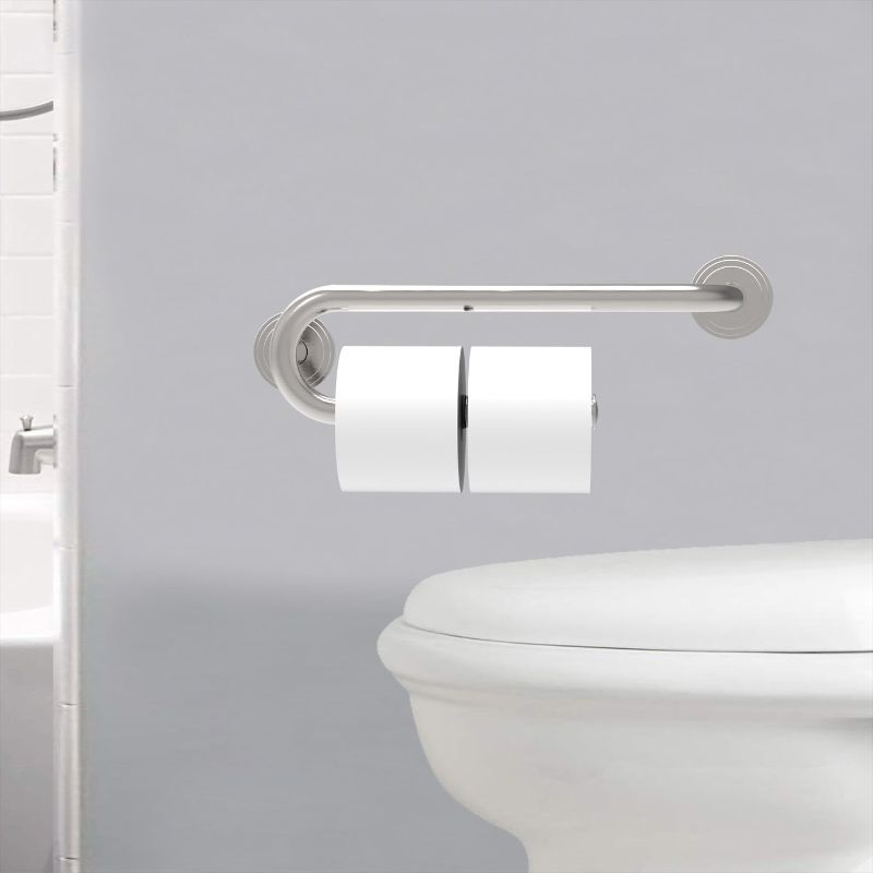 Photo 1 of ameriluck grab bar with toilet paper holder, chrome, 16" L x 1" D