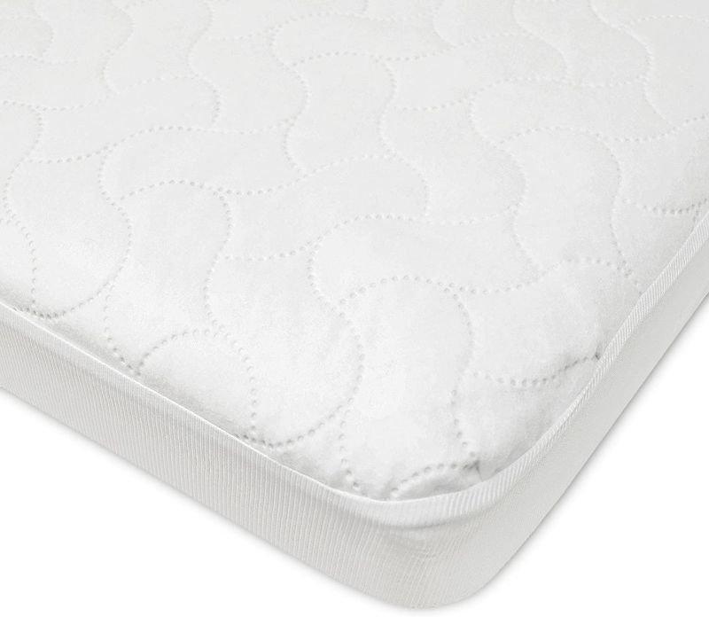 Photo 1 of American Baby Company Waterproof Fitted Porta/Mini Crib Protective Mattress Pad Cover, White (1 Count), for Boys and Girls
