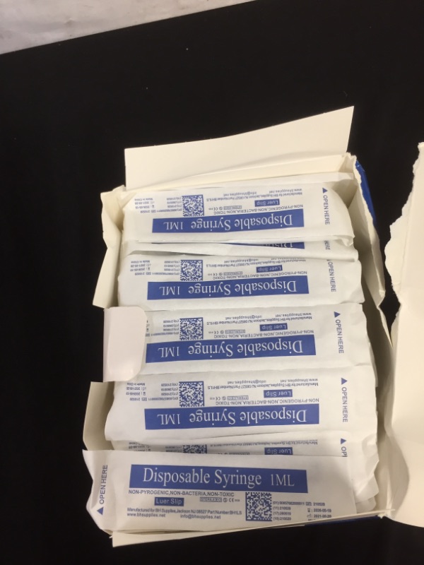 Photo 3 of 1ml Syringe Sterile with Luer Slip Tip - 100 Syringes by BH Supplies (No Needle) Individually Sealed (box is damaged) (items is new)