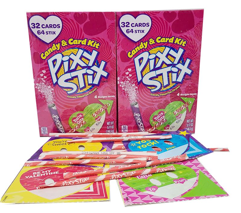 Photo 1 of Wonka Pixy Stix Candy & Card Valentines Day Kit- 32 Cards 5.17- 2PACK EXP 06-2021