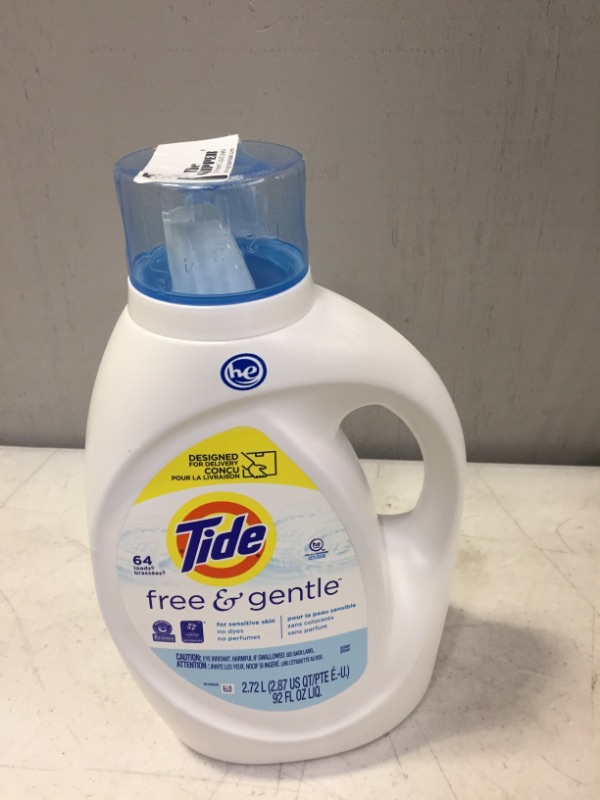 Photo 2 of Tide Free & Gentle Liquid Laundry Detergent, 64 loads, 92 fl oz, HE Compatible
