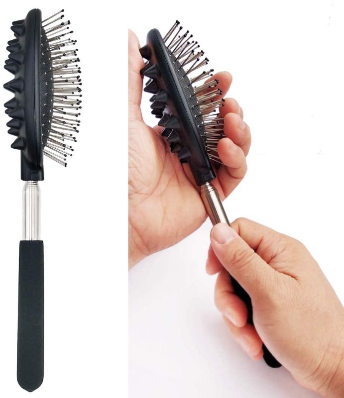 Photo 1 of Telescoping Back Scratcher with Large Bristle - ZEMOZEN Portable Extendable Backcratchers for Men/Women, Metal Stainless Steel Massager for Scalp Head Back Body Relaxing & Stress
