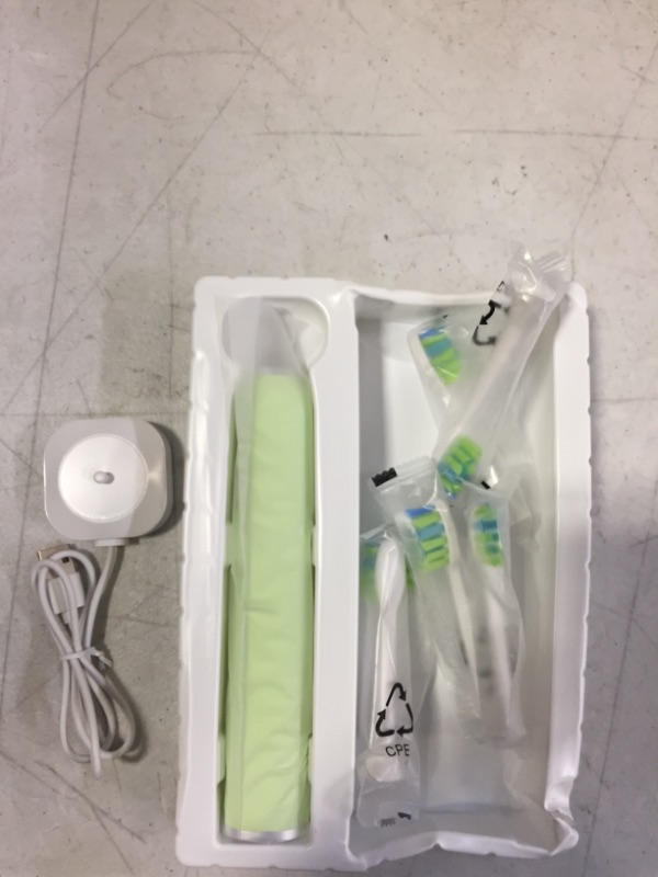 Photo 2 of 7am2m Sonic Electric Toothbrush with 6 Brush Heads for Adults and Kids,Wireless Fast Charge, One Charge for 60 Days, 5 Modes with 2 Minutes Build in Smart Timer, Electric Toothbrushes(Green)
