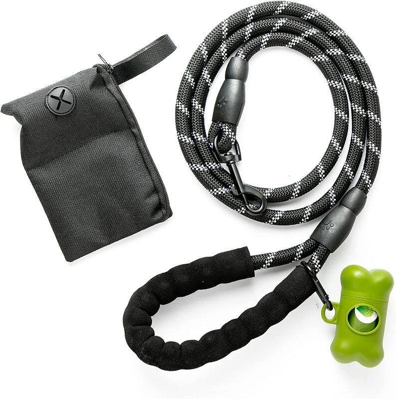 Photo 1 of Qicco Strong Rope Dog Leash with Comfortable Padded Handle 5ft Suitable for Large Medium Small Dogs (Black)
