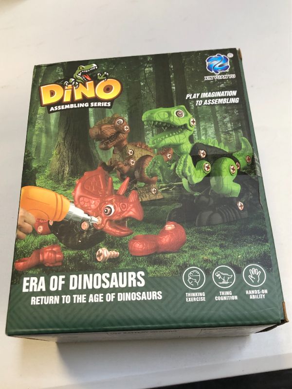 Photo 2 of Take Apart Dinosaur Toys for Kids - 2 Pack Dino Set with Tools, Green T Rex & Red Triceratops STEM Learning Building Blocks Kit, Best Birthday Gifts for Age 3 4 5 6 7 Year Old Boys Girls Toddler
