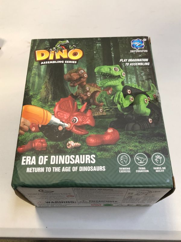 Photo 2 of Take Apart Dinosaur Toys for Kids - 2 Pack Dino Set with Tools, Green T Rex & Red Triceratops STEM Learning Building Blocks Kit
