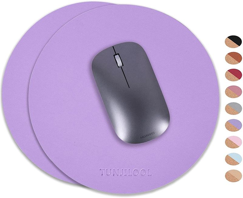 Photo 1 of Mouse Pad, 2Pack Dual-Sided Mouse Mat, TUNJILOOL PU Leather & Natural Cork, Anti-Slip, Mousepads for Laptop Computer Home Office
PURPLE