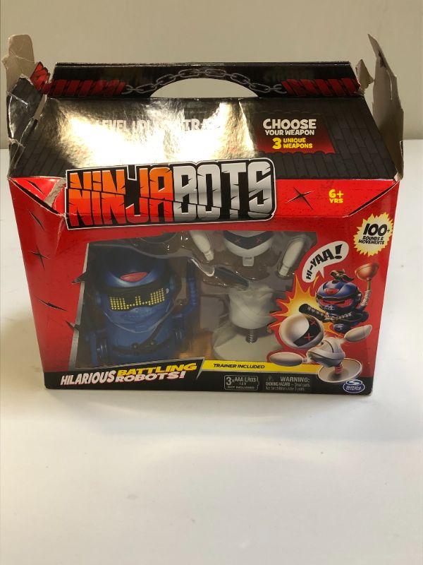 Photo 2 of Ninja Bots 1-Pack, Hilarious Battling Robot (Blue) with 3 Weapons, Trainer and Over 100 Sounds and Movements
