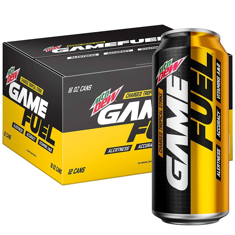 Photo 1 of (12 Cans) MTN DEW GAME FUEL, Charged Tropical Strike, 16 fl oz
EXP 01/11/22