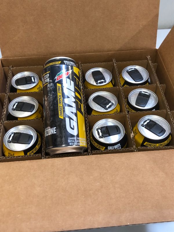 Photo 2 of (12 Cans) MTN DEW GAME FUEL, Charged Tropical Strike, 16 fl oz
EXP 01/11/22