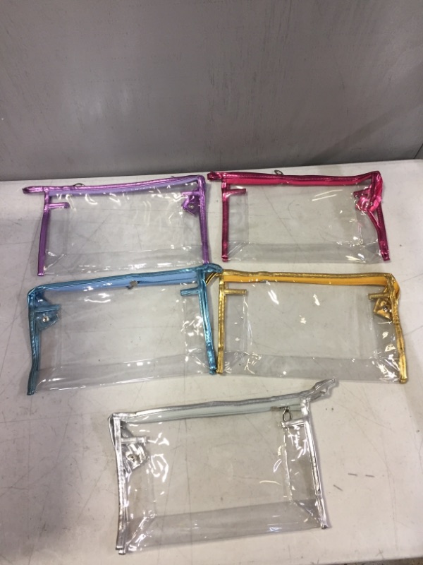 Photo 1 of Geeric 10.5" x 6.5" Multicolored Clear Storage Bags. Pack of 5