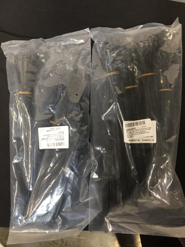 Photo 1 of 2 Pack - Cable Zip Ties, 200Pcs Premium Nylon Cable Ties Heavy Duty, 6+8+10+12-Inch Width 0.19 inch Self-Locking Perfect for Home,Office,Garage and Workshop Black