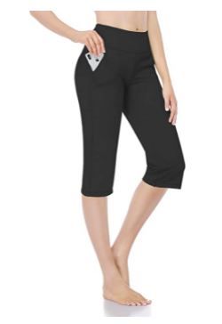 Photo 1 of CARXIU 17" Inseam Womens Yoga Pants with Pockets Straight Leg Tummy Control Workout Yoga Capris MEDIUM