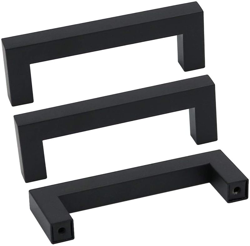 Photo 1 of 5 PCS Black Square Bar Cabinet Pull Drawer Handle  3-3/4 in  
