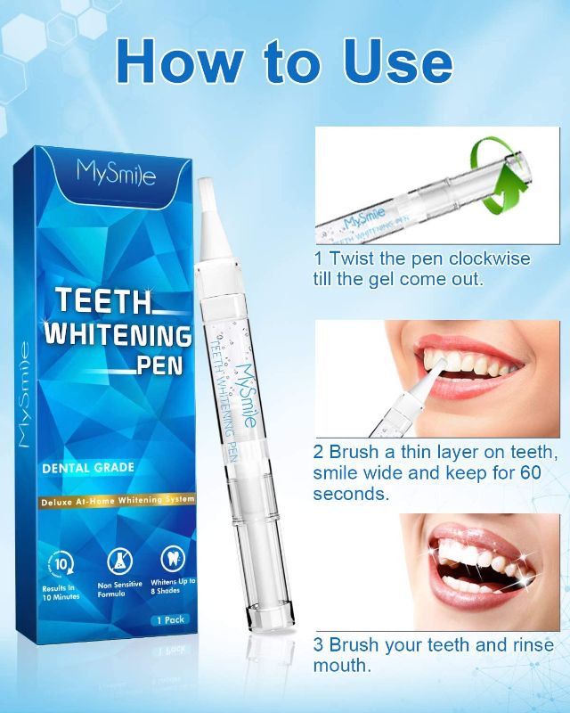 Photo 1 of MySmile Teeth Whitening Pen for Sensitive Teeth, Fast Result Teeth Bleach Pen with 35% Carbamide Peroxide Teeth Whitening Gel, Whitening Gel Refill Teeth Whitener, Help Remove Year Stains(Pack of 1)
