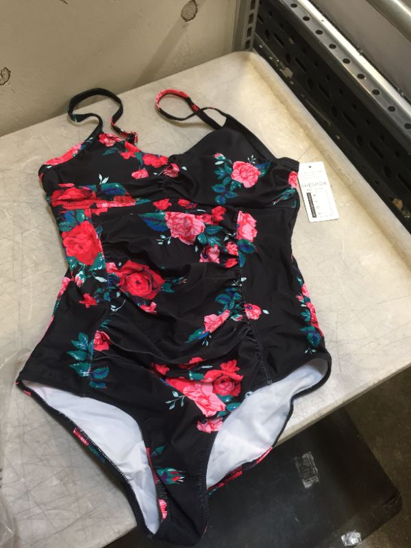 Photo 1 of SHESHOW WOMENS FLORAL BATHING SUIT ONE PC BLACK/PINK
SIZE LARGE