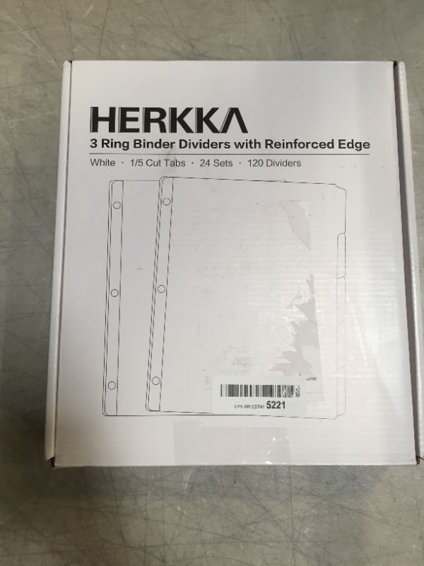 Photo 1 of HERRKKA 3 RING PAGE DIVIDERS WUTH REINFORCED EDGE WHITE 1/5 CUT TABS, 24 SET AND 120 DIVIDERS