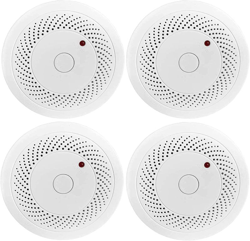 Photo 1 of 4 Pack Smoke Detector Battery Operated with Photoelectric Sensor and Silence Button, Travel Portable
