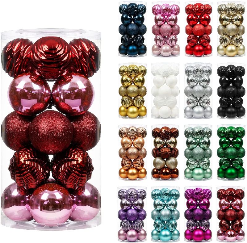 Photo 1 of XmasExp 20ct Christmas Balls Ornaments - Shatterproof Large Hanging Ball Decorative Xmas Balls for Holiday Wedding Party Xmas Tree Decoration(3.15"/80mm, Burgandy)
